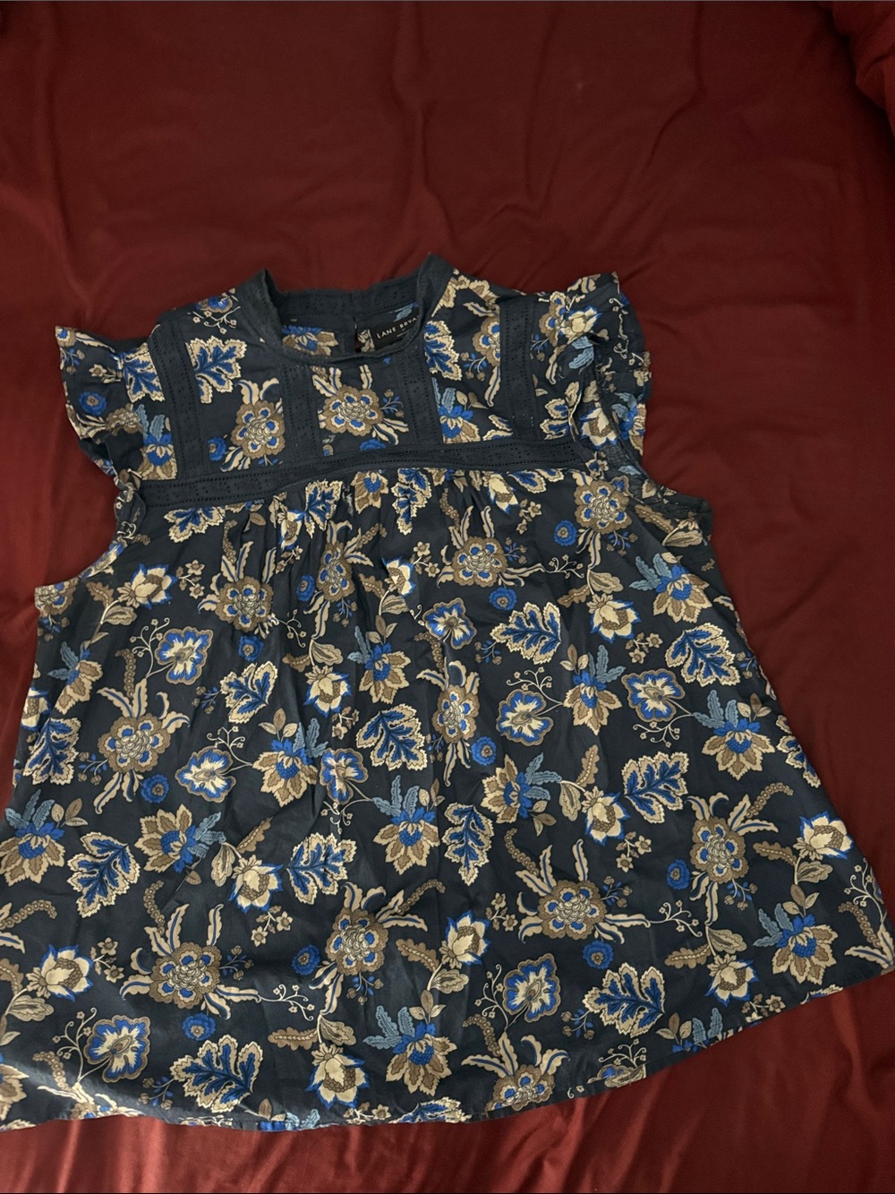 Lane Bryant Navy Floral Embroidered Sleeveless Tunic
